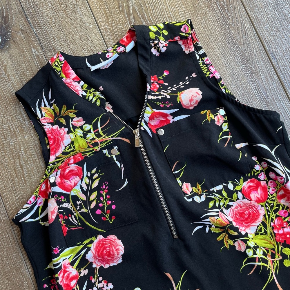 New York & Company Black Floral Dress